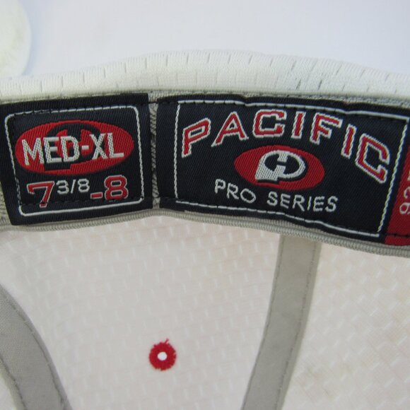 S W & Blue Stars Embroidered Logo Men White & Red Pacific Med-XL 7 3/8-8 Cap Hat - Picture 8 of 8